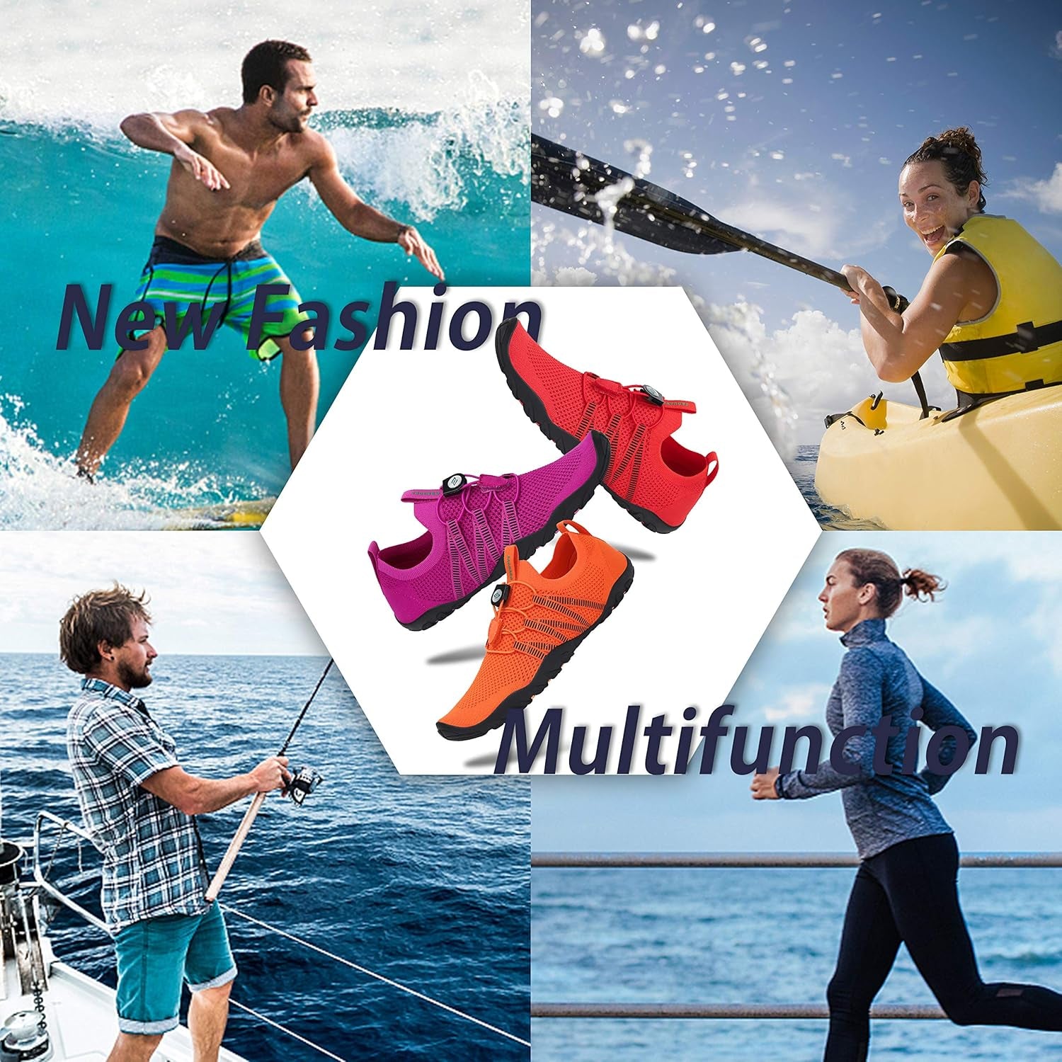 Womens Water Shoes Barefoot Aqua Shoes Quick Dry Beach Swim Shoe for Diving Kayaking Surfing Water Sports