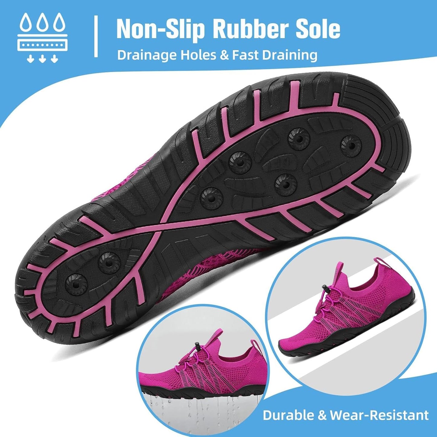 Womens Water Shoes Barefoot Aqua Shoes Quick Dry Beach Swim Shoe for Diving Kayaking Surfing Water Sports